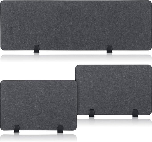 Yaomiao 3 Pcs Acoustic Desk Divider Soundproof Desk Privacy Panel Freestanding Desk Partitions Sound Absorbing for Students Office Reduce Noise Visual Distractions (47.3 x 16", 24 x 16", Dark Gray)