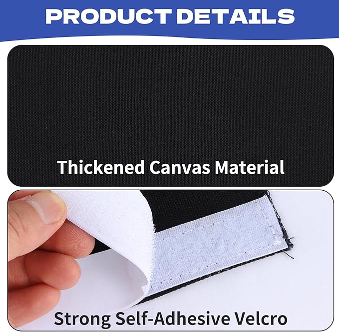 Under Desk Privacy Panel, 62"x15" Self-Adhesive Modesty Screen, Heavy Duty Canvas Skirt for Easy Privacy on Sit-Stand Desks in Home Studio & Office, Black (2-Pack)