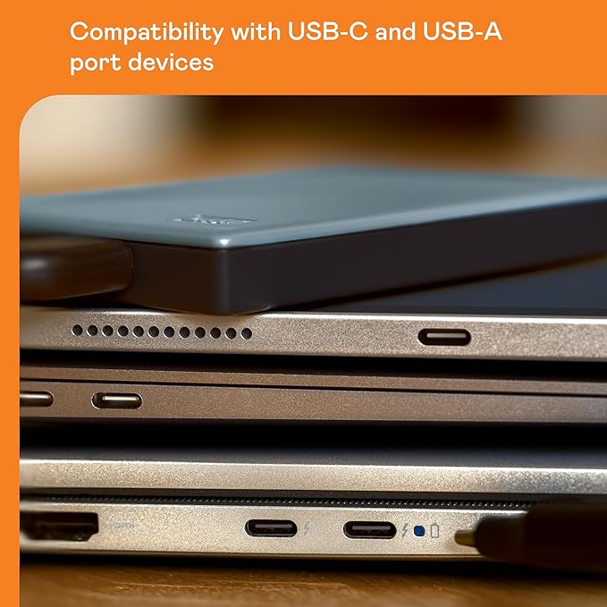 WD 6TB My Passport Portable Hard Drive, Works with USB-C and USB-A, Windows PC, Mac, Chromebook, Gaming Consoles, and Mobile Devices, Backup Software and Password Protection - WDBY3J0060BGY-WESN