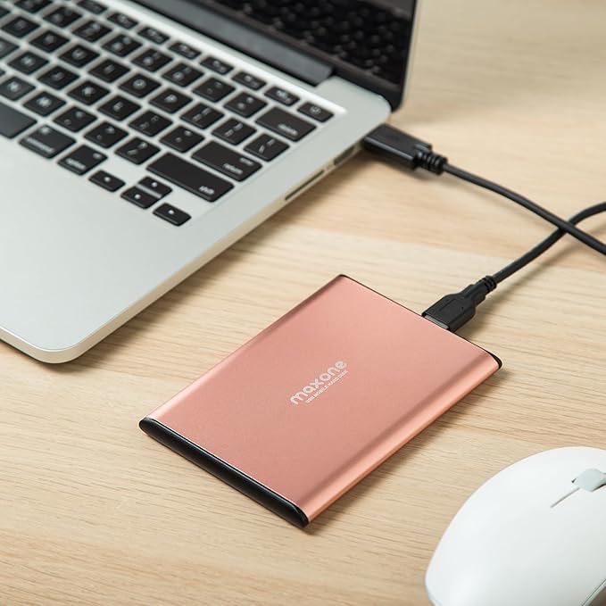 Maxone 320GB Ultra Slim Portable External Hard Drive HDD USB 3.0 Compatible with PC, Laptop, Rose Pink