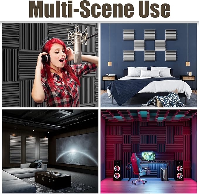30 Pack Sound Proof Foam Panels for Walls, 12" x 12" x 2" Self-Adhesive Acoustic Panels, High-Density Soundproof Wall Panels for Studio Home and Ceilings (Black)