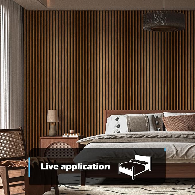 Art3d 2-Pack 108" x 12" Acoustic Wood Panels for Wall, Soundproof Wood Slat Panel for Wall and Ceiling, 3D Fluted Sound Absorbing Paneling for Interior Wall Decor, Living Room, Bedroom - Teak