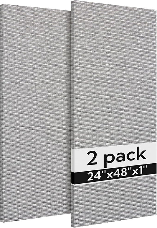 Olanglab Acoustic Panels 2 Pack, 48''x24'' Large Sound Panels, Fabric Wrapped Sound Proof Foam Panels for Walls, Sound Absorbing Panels for Recording Studio Acoustical Treatments (Light Grey)