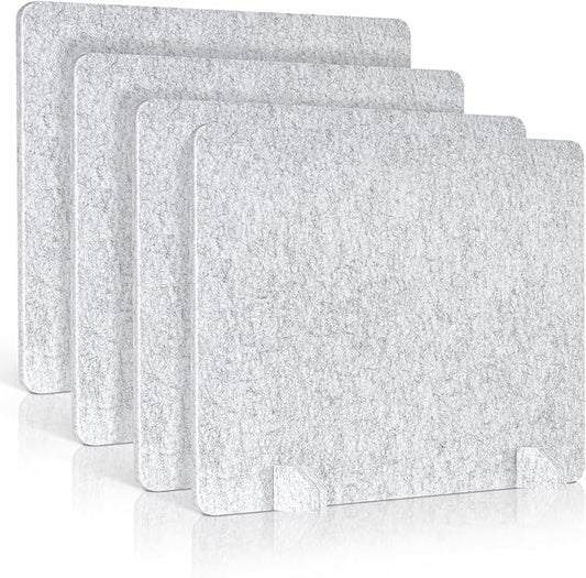 4 Pack Acoustic Desk Dividers - 24" x 20" Freestanding Privacy Panels Set with Noise - Reducing Design Cubicle Sound Proof, Ideal for Office, Classroom, and Home (Silver Gray)