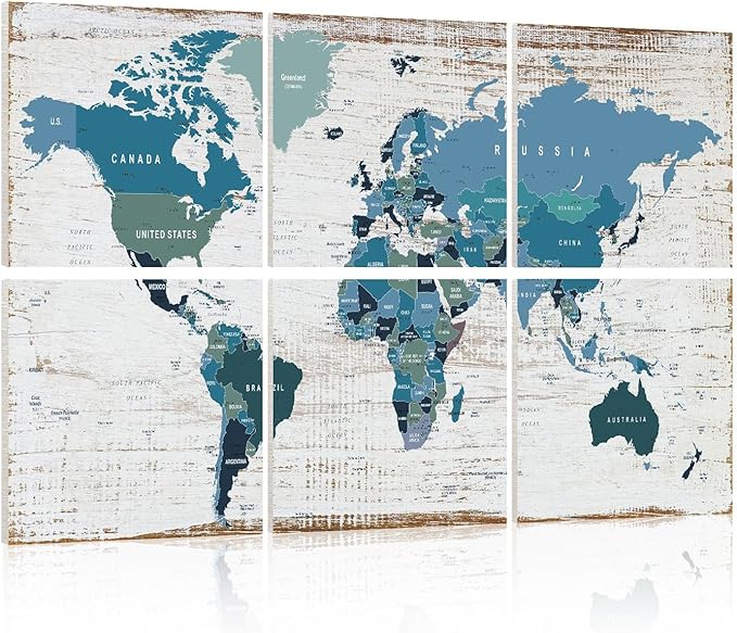 YPY Acoustic Panels Art Soundproof Panels: Vintage World Map Print Acoustic Panels Decorative Sound Absorbing Panels for Office Recording Studio Room,36"x24",Set of 6