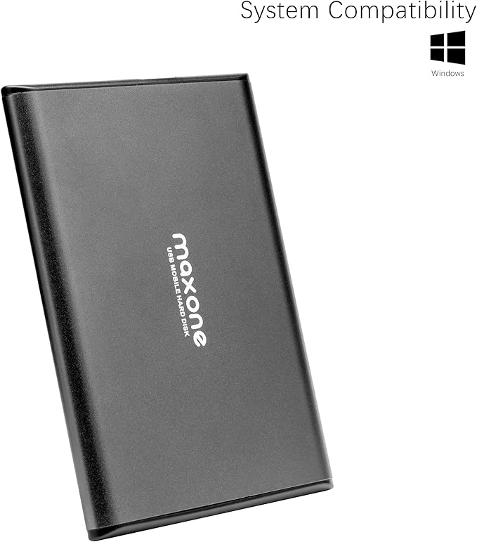 Maxone 750GB Ultra Slim Portable External Hard Drive HDD USB 3.0 Compatible with PC,Laptop, Charcoal Grey