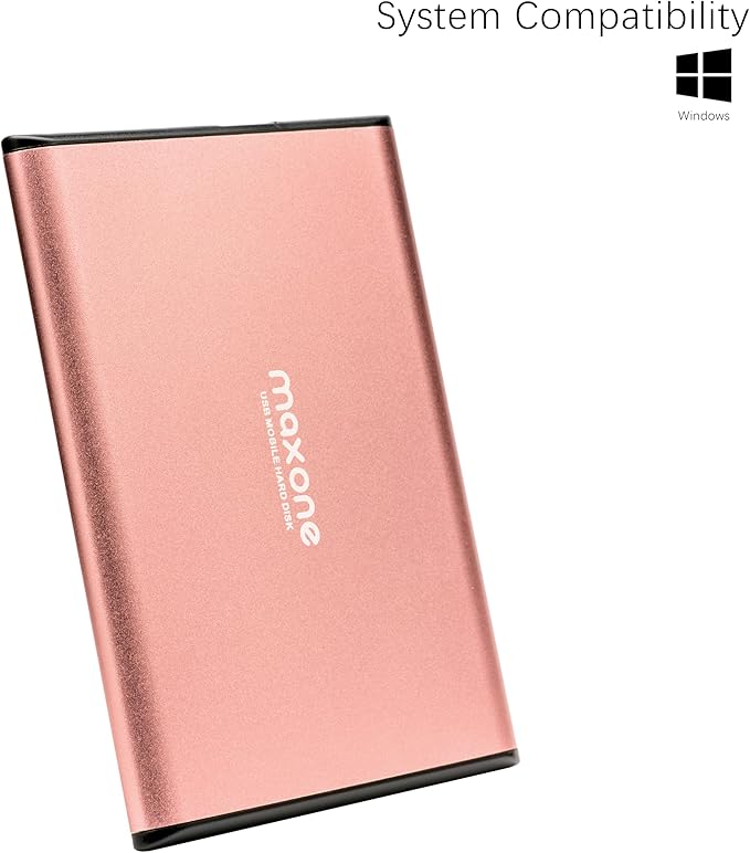Maxone 500GB Ultra Slim Portable External Hard Drive HDD USB 3.0 Compatible with PC, Laptop - Rose Pink