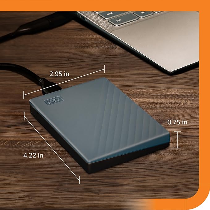 WD 4TB My Passport Portable Hard Drive, Works with USB-C and USB-A, Windows PC, Mac, Chromebook, Gaming Consoles, and Mobile Devices, Backup Software and Password Protection - WDBRMD0040BGY-WESN