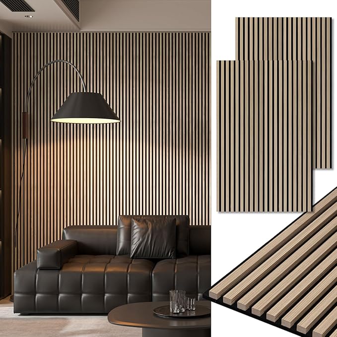 Art3d 2-Pack 48" x 24" Acoustic Wood Panels for Wall, Soundproof Wood Slat Panel for Wall and Ceiling, 3D Fluted Sound Absorbing Paneling for Interior Wall Decor, Living Room, Bedroom - Peach