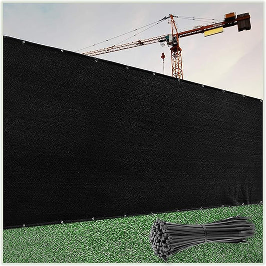 ColourTree Customized Size 6' Black and White Fence Screen Privacy Screen Heavy Duty Cable Zip Ties Included