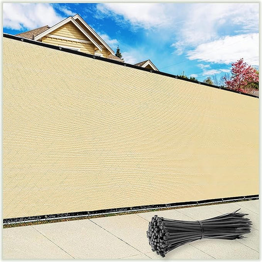 ColourTree 6' x 50' Beige Fence Privacy Screen Windscreen Cover Fabric Shade Tarp Netting Mesh Cloth - Commercial Grade 170 GSM - Cable Zip Ties Included - We Make Custom Size