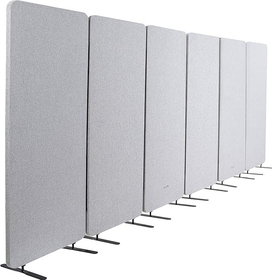 VIVO Freestanding 145 x 66 inch Privacy Panel System, Cubicle Divider, Acoustic Wall Partition, x6 24 inch Panels, Gray, PP-KIT-T145G