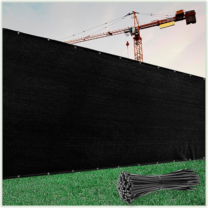 ColourTree 6' x 30' Black Fence Privacy Screen Windscreen Cover Fabric Shade Netting Mesh Cloth - Commercial Grade 170 GSM - Cable Zip Ties Included - We Make Custom Size
