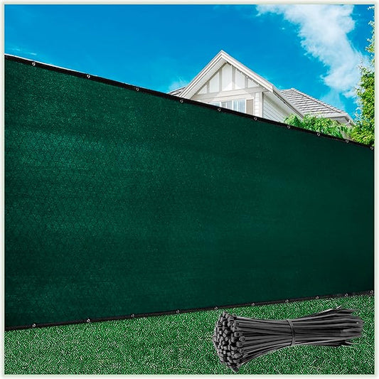 ColourTree Customized Size Fence Screen Privacy Screen Green 6' x 28' - Commercial Grade 170 GSM - Heavy Duty - 3 Years Warranty - Cable Zip Ties Included